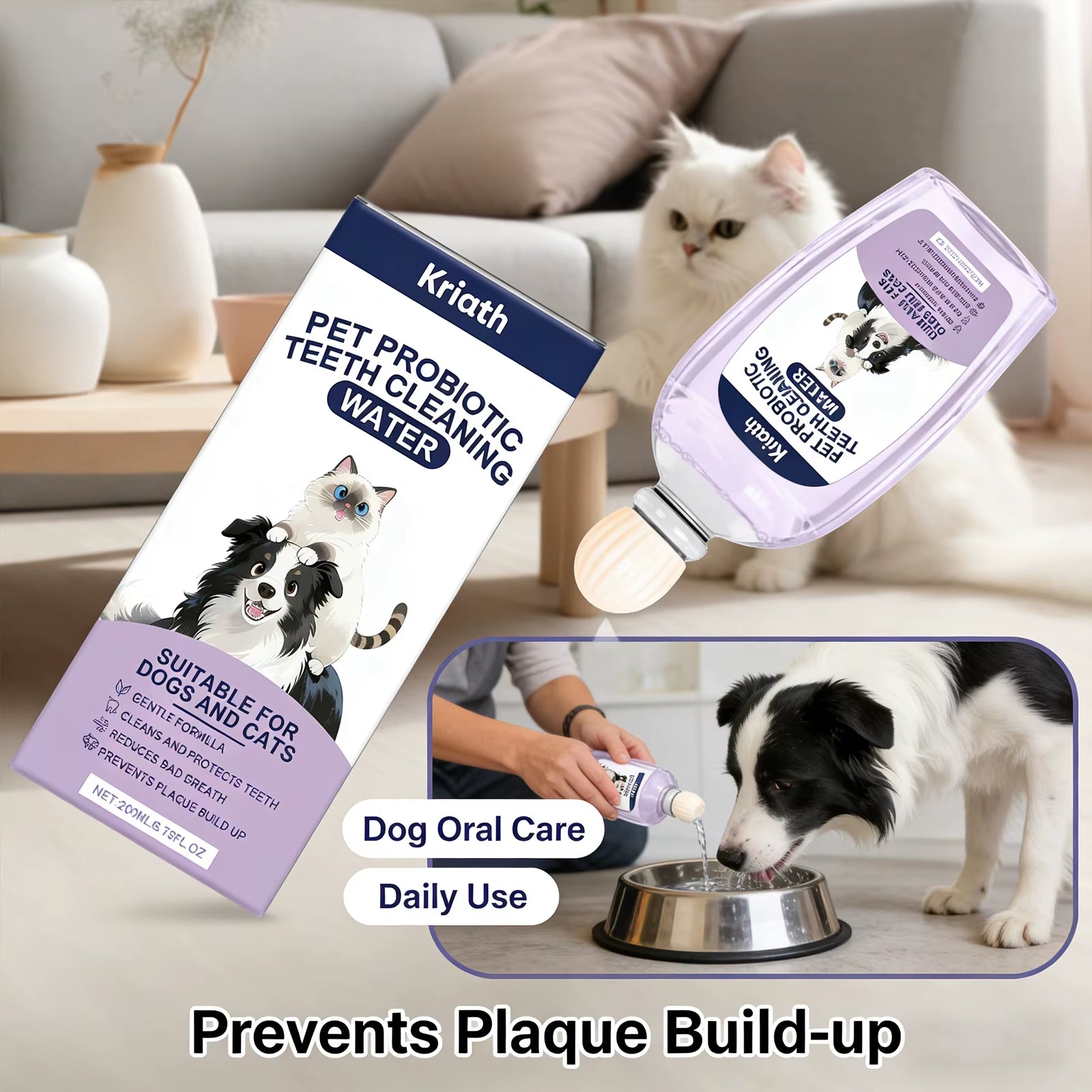 Pet Oral Care Solution Effectively Reducing Plaque and Plaque Accumulation Prevent Bad Breath Promote Gum Health Pet Oral Cleane
