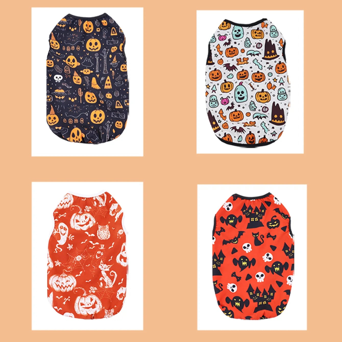 1 PC Halloween Pet Vest. Halloween Night Theme Sleeveless Printed T-Shirt Cat & Dog Parties Style Multiple Sizes Available.