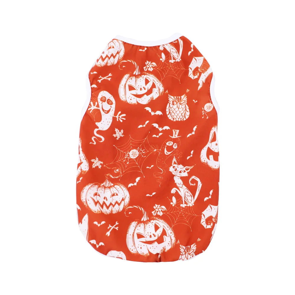 1 PC Halloween Pet Vest. Halloween Night Theme Sleeveless Printed T-Shirt Cat & Dog Parties Style Multiple Sizes Available.