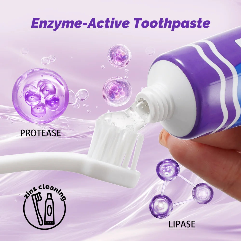 Pet Toothpaste Vanilla Mint Enzymatic Dogs Cats with Toothbrush and Small Finger Brush Oral Care Clean Teeth Remove Tartar
