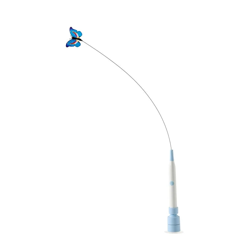 BOOTEELY Electric Suction Cup Cat Toy Butterfly Flying Cat Toy Self-Entertaining Cat Toy Long Rod Steel Wire Cat Toy