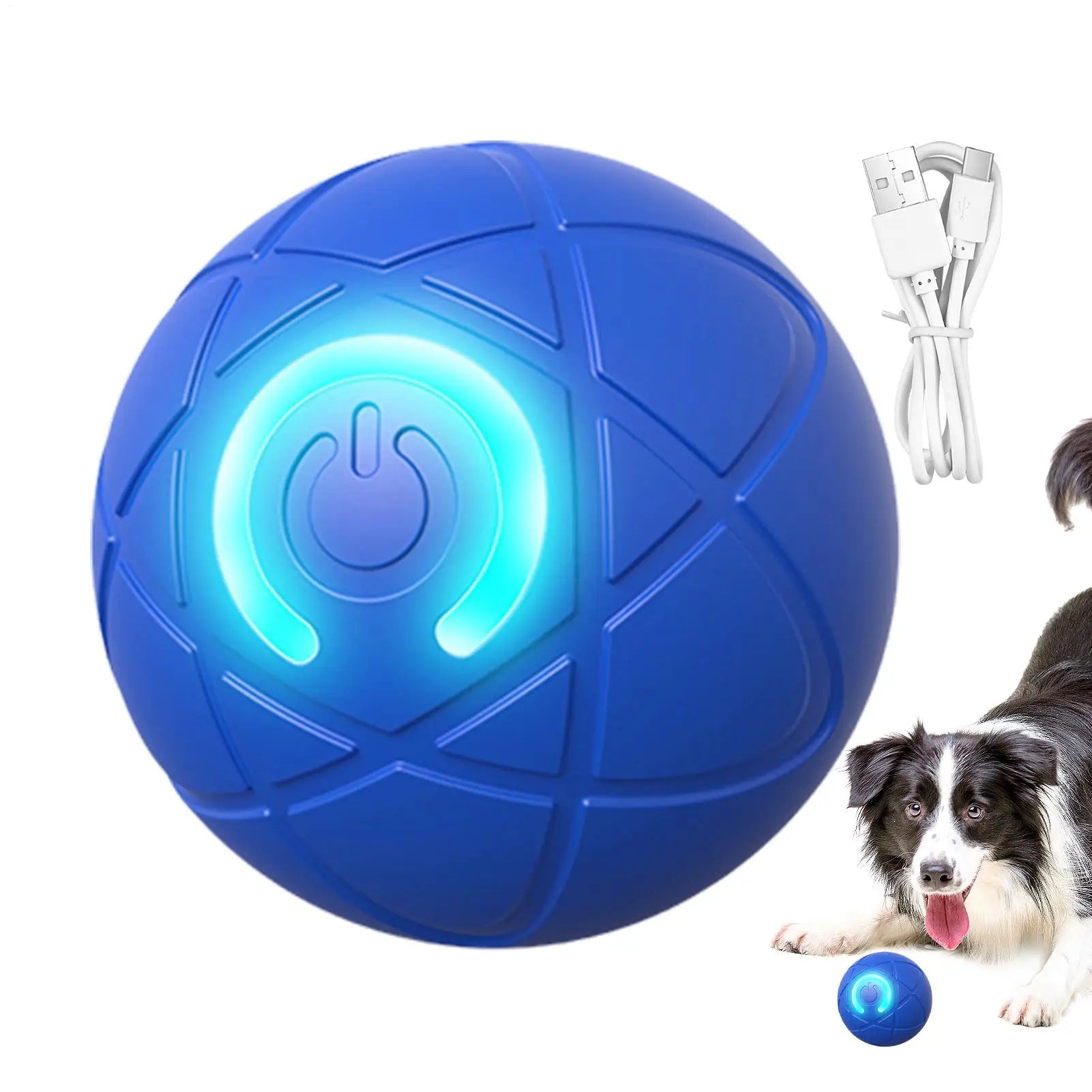 Automatic Rolling Dog Ball Toy Puppy Rocking Toy Smart Interactive Pet Toy Ball with LED Light USB Charging Rolling Chewing Ball