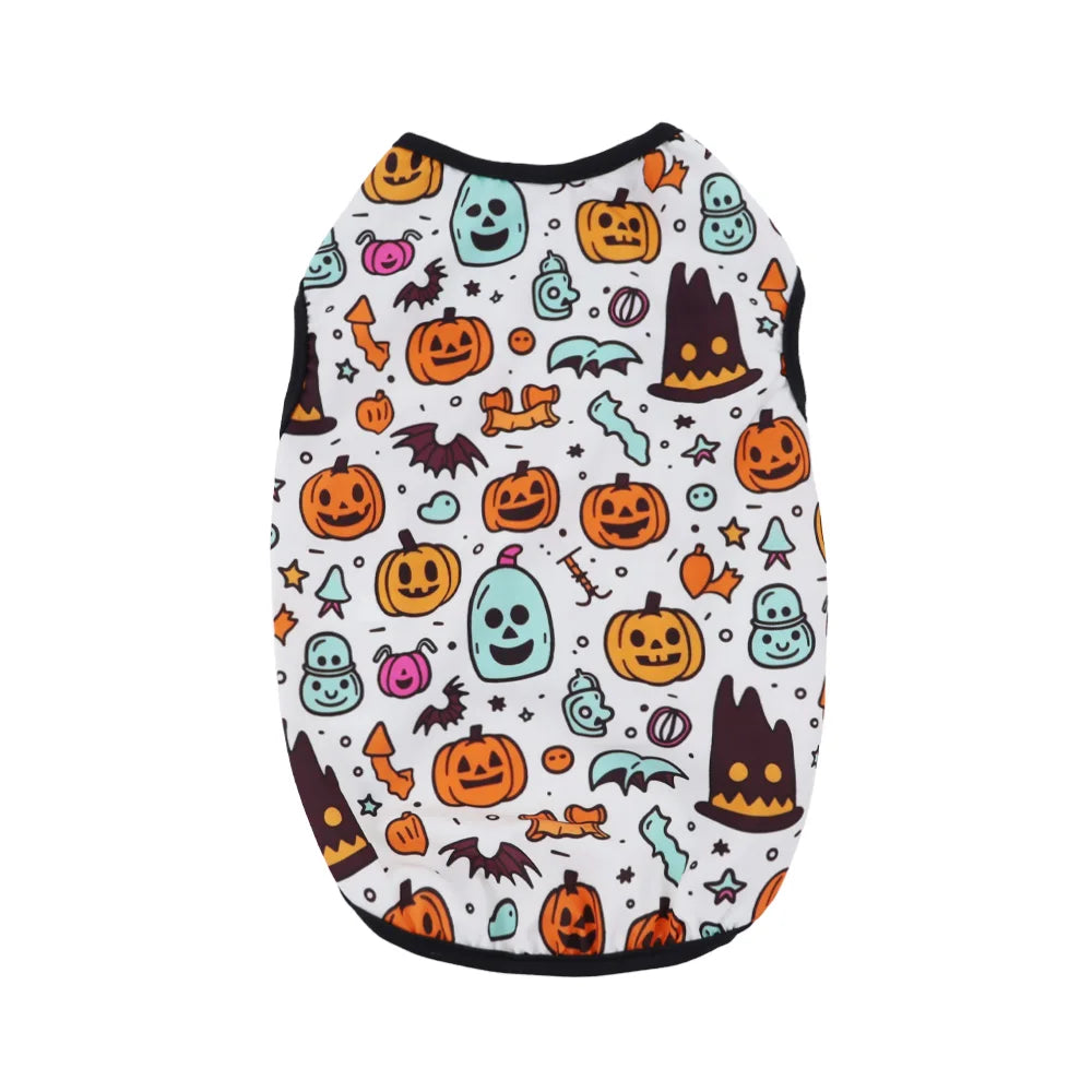 1 PC Halloween Pet Vest. Halloween Night Theme Sleeveless Printed T-Shirt Cat & Dog Parties Style Multiple Sizes Available.