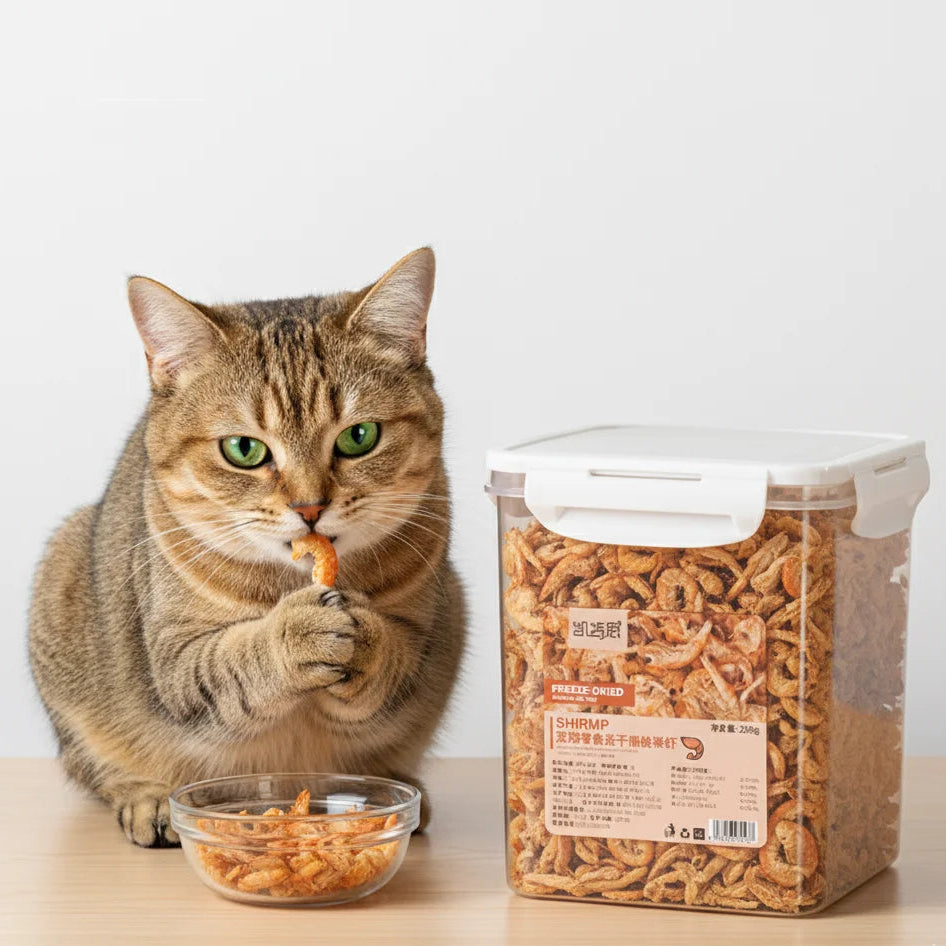 Premium Freeze-Dried Krill Cat Treats - Healthy & Nutritious Snacks for Pet Dental Health