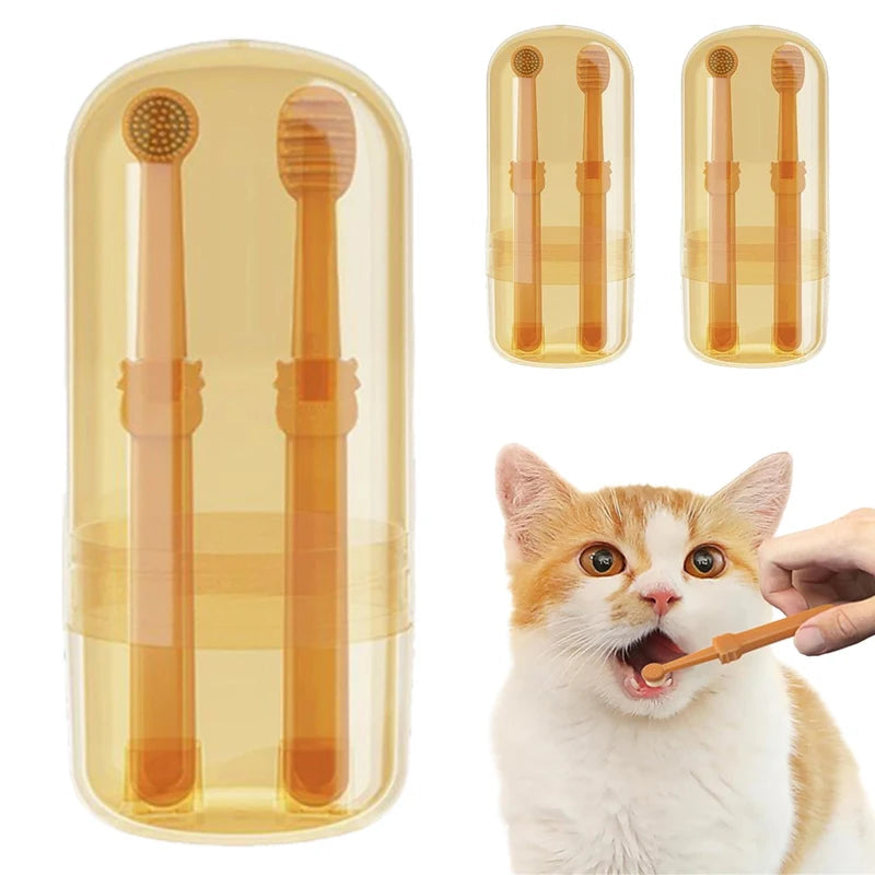 Teeth Whitening Dog Cat Silicone Soft Toothbrush Oral Care Puppy Toothbrush Toothpaste Pet Kit Teeth Cleaning Pet Supplies