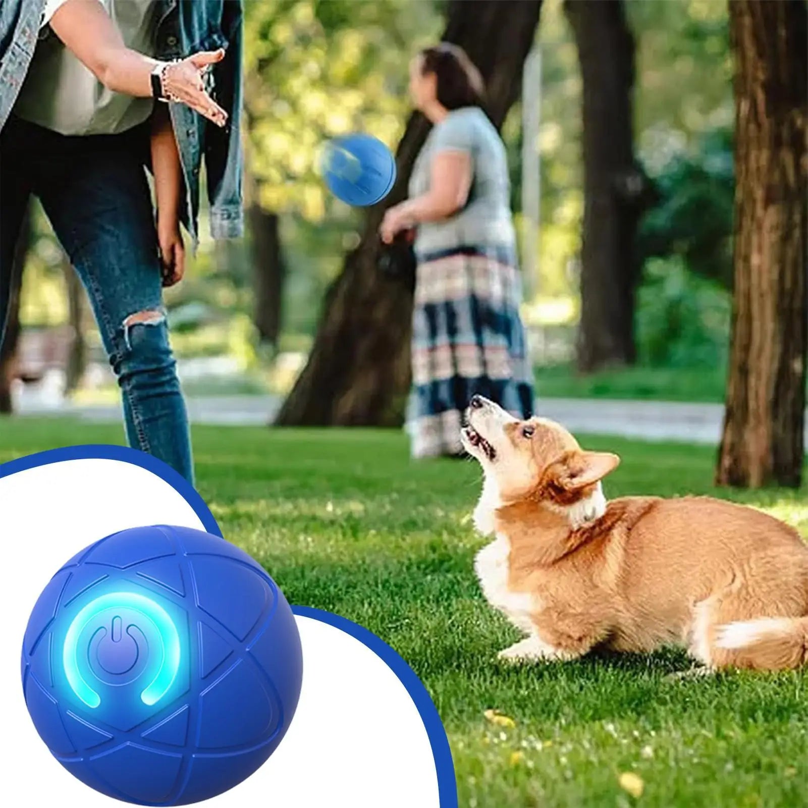 Automatic Rolling Dog Ball Toy Puppy Rocking Toy Smart Interactive Pet Toy Ball with LED Light USB Charging Rolling Chewing Ball