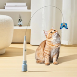 BOOTEELY Electric Suction Cup Cat Toy Butterfly Flying Cat Toy Self-Entertaining Cat Toy Long Rod Steel Wire Cat Toy