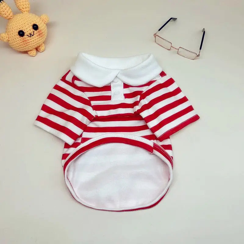 Summer Polo Shirt for Dogs Puppy Clothes Bichon Frise Chihuahua Stripe Dog Sweatshirt Dog Cooling Vest for Small and Medium Dogs