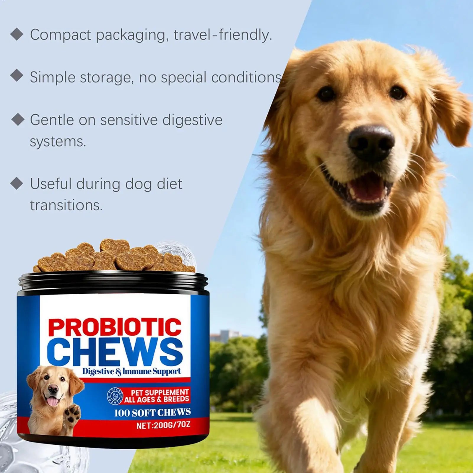 Dog Gut Health Supplement Soft Healthy Treats 200G Small Dog Itchy Skin Relief Tablets for after Meal Seasonal Changes Food
